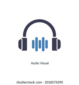 Concepto de iconos de audio visual o auriculares