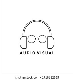 audio visual headset logo illustration