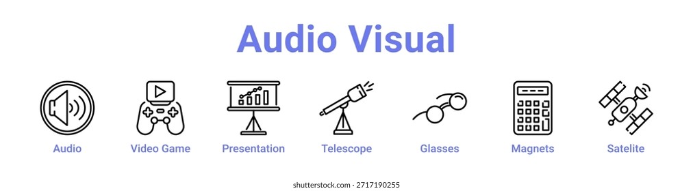 - Icono de audio visual Anuncio y colección