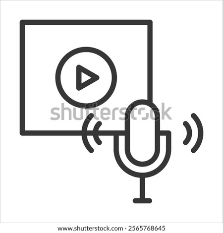 Audio Visual Icon Vector Illustration Outline Style