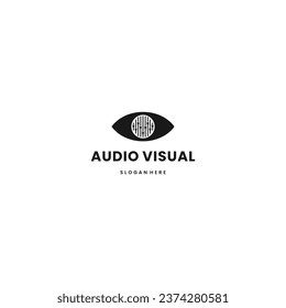 Audio visual logo design on isolated background