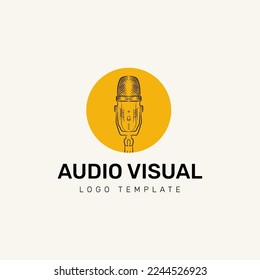 Audio Visual Logo Design with Round Yellow Shape