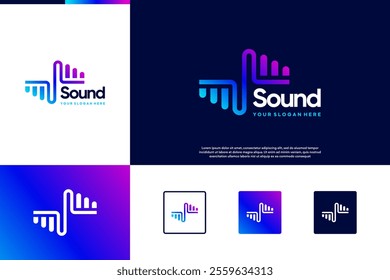 audio visual spectrum, sound pulse, digital tech, vector template illustration.