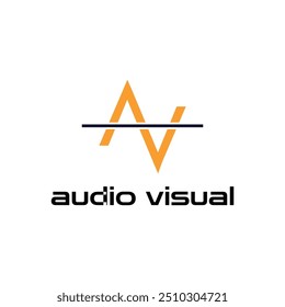 design de logotipo de vetor audiovisual com linhas de faixa av