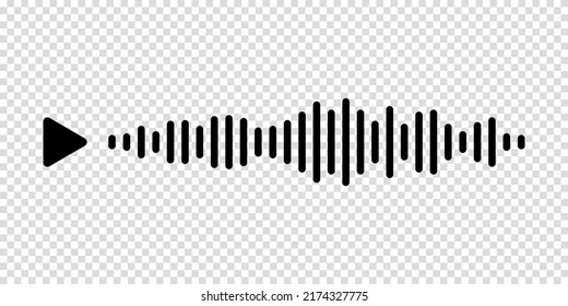 Audio voice message wave with play button on transparent background in messeger. Vector illustration for a website or application. The concept of people communicating through mobile app.