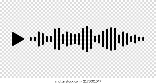 Audio voice message wave with play button on transparent background in messeger. Vector illustration for a website or application. The concept of people communicating through mobile app.