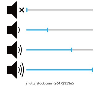 Audio Volume Control Bar – Sound Level Adjustment Slider Icon for Media and UI Design