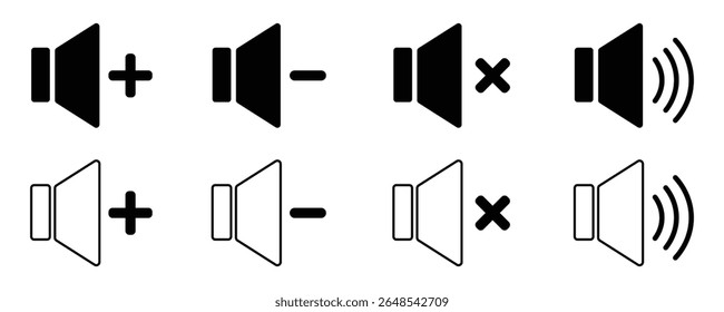 Audio volume control set. speaker icon. loudspeaker icon set vector isolated on white background