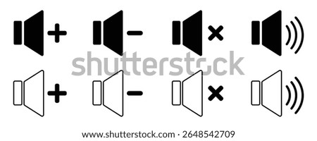 Audio volume control set. speaker icon. loudspeaker icon set vector isolated on white background