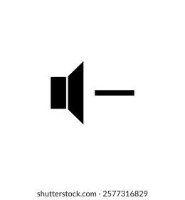 audio volume down icon, simple flat style, logo sign symbol vector illustration pictogram, isolated on white for mobile app