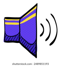 Audio volume halftone icon hand drawn color vector illustration