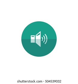 Audio volume icon in flat color circle style. Electronic button music