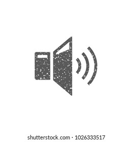Audio volume icon in grunge texture. Vintage style vector illustration.
