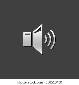 Audio volume icon in metallic grey color style. Electronic music button 