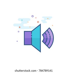 Audio volume icon in outlined flat color style. Vector illustration.