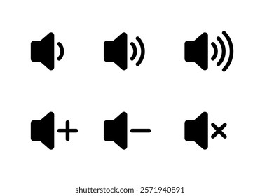 Audio volume level icon set collection. Sound speaker sign symbol