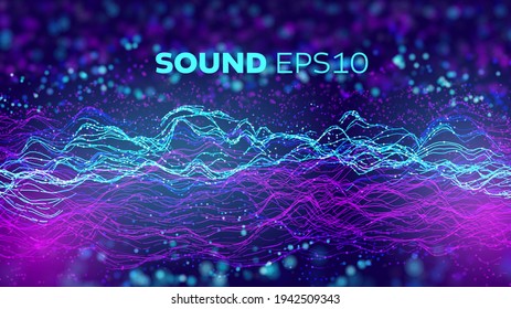 Audio wave abstract vector background. Sound data voice flow. Artificial intelligence vector background