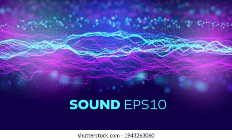 Audio Wave Background. Artificial Intelligence Synergy Bigdata Flow. Speed Data Wave. 5G