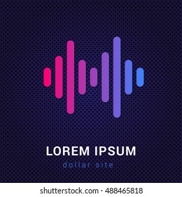 Audio Wave Blue & Red colorful gradient attractive bright material Icon / Logo Design