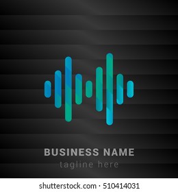 Audio Wave Blue,Green and Black silk fashion premium icon / Logo