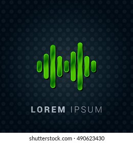 Audio Wave Bright Green chromium precious metallic 3D Icon / Logo Design