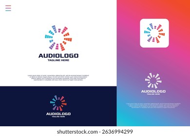 Audio wave circle shape logo design