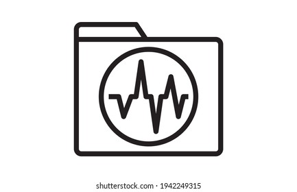 Audio wave folder icon vector, filled flat sign, outline pictogram isolated on white. Sound file symbol, logo illustration.