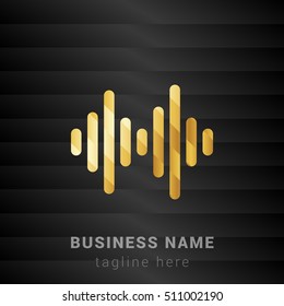 Audio Wave Gold and Black silk fashion premium icon / Logo