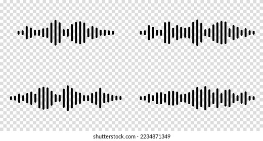 Audio wave. icon sound song. podcast set waves. Symbols on transparent isolated background. Voice message. Vector illustration. EQ