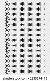 Audio wave. icon sound song. podcast set waves. Symbols on transparent isolated background. Voice message. Vector illustration. EQ
