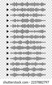 Audio wave. icon sound song. podcast set waves. Symbols on transparent isolated background. Voice message. Vector illustration. EQ
