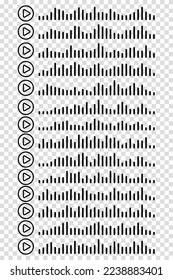 Audio wave. icon sound song. podcast set waves. Symbols on transparent isolated background. Voice message. Vector illustration. EQ