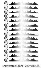 Audio wave. icon sound song. podcast set waves. Symbols on transparent isolated background. Voice message. Vector illustration. EQ