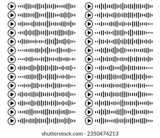 Audio wave icon sound song podcast set on an isolated white background. Voice message. Vector illustration