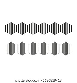 Audio wave icon. Vertical line form. Abstract frequency shape. Vector sound pattern.