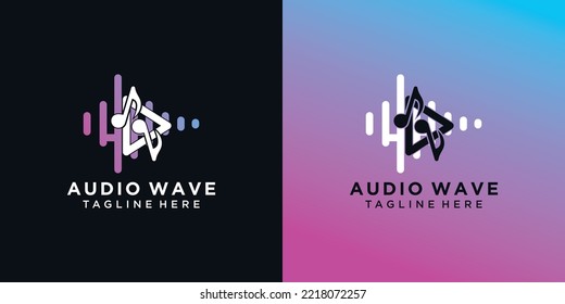 Audio wave with line art style and modern concept, modern, gradient, music Premium Vector