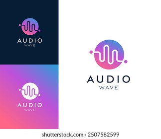 Audio wave logo. Colorful audio music logo design illustration.