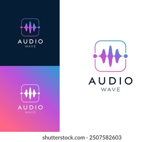 Audio Wave Logo. Farbige Audio-Musik-Logo-Design-Illustration.