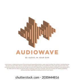 Audio wave logo concept. Creative audio logo with 3d style logo vector iilustration