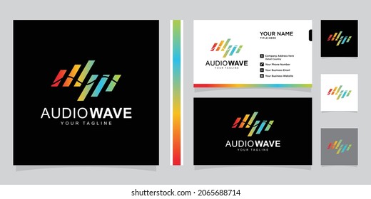 Audio wave logo concept, Multimedia Technology themed, Abstract Shape and business card design template