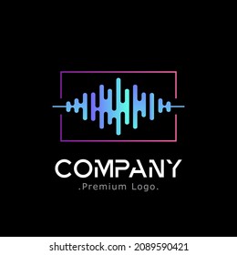 logotipo de ondas de audio con concepto de color gradiente, adecuado para empresas y comunidad musical