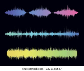 Audio Wave Set, music digital sound symbol vector design. Great for mobile app, web design, print materials, etc.