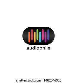 Audio Wave Spectrum Capsule Visual Logo, Rounded Spectrum Bar Design Vector,Audio Logo Template, Colorful, White Background
