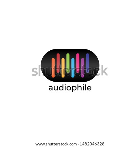 Audio Wave Spectrum Capsule Visual Logo, Rounded Spectrum Bar Design Vector,Audio Logo Template, Colorful, White Background