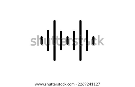 audio wave vector icon outline style black and white background, Music industry icon, podcast icon