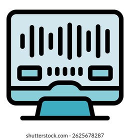 Audio waveform displayed on computer monitor indicating music production process