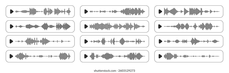 Audio waveform icons set in grid format.