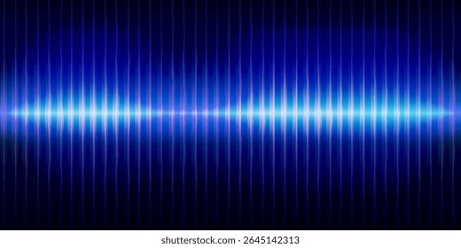 Audio Waveform On Dark Background. Abstract Vertical Sound Wave Audio Signal Spectrum. Template For Poster And Banner Design. Vector Illustration. 