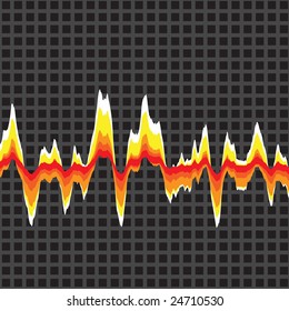 An audio waveform over a grid background. It also could be a heart rate monitor.