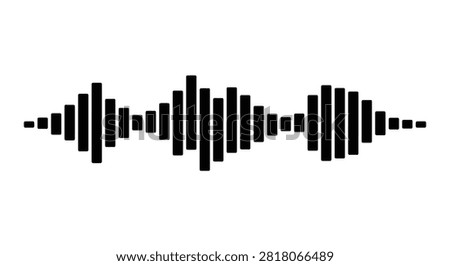 Audio waveform representation in black and white a graphic silhouette soundwave sound frequency amplitude signal acoustic